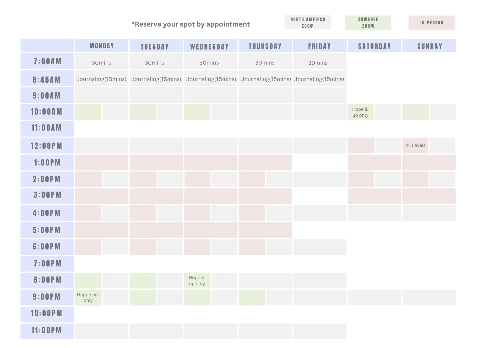 schedule of suwanee meditation