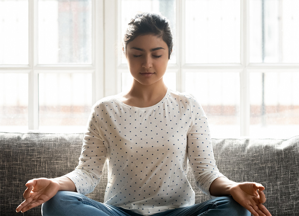 a lady meditating